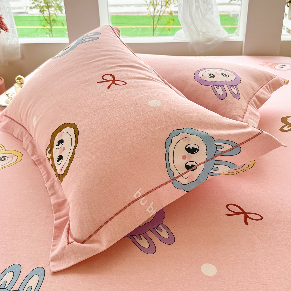 91家纺网 家纺一手货源 找家纺 壹贝家纺 2025新款A类100%全棉纯棉磨毛枕套单枕套枕套单件 拉多-粉