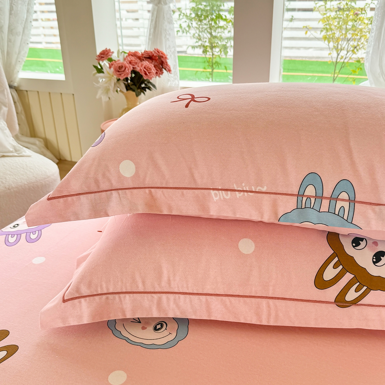 91家纺网 家纺一手货源 找家纺 壹贝家纺 2025新款A类100%全棉纯棉磨毛枕套单枕套枕套单件 拉多-粉