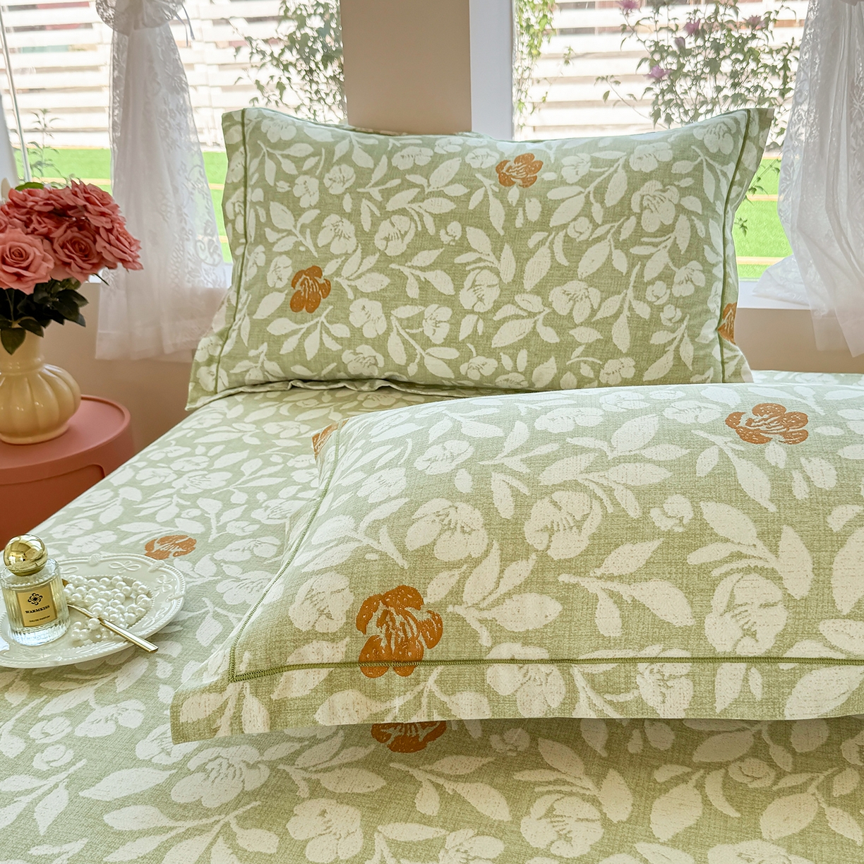 91家纺网 家纺一手货源 找家纺 壹贝家纺 2025新款A类100%全棉纯棉磨毛枕套单枕套枕套单件 芷绿