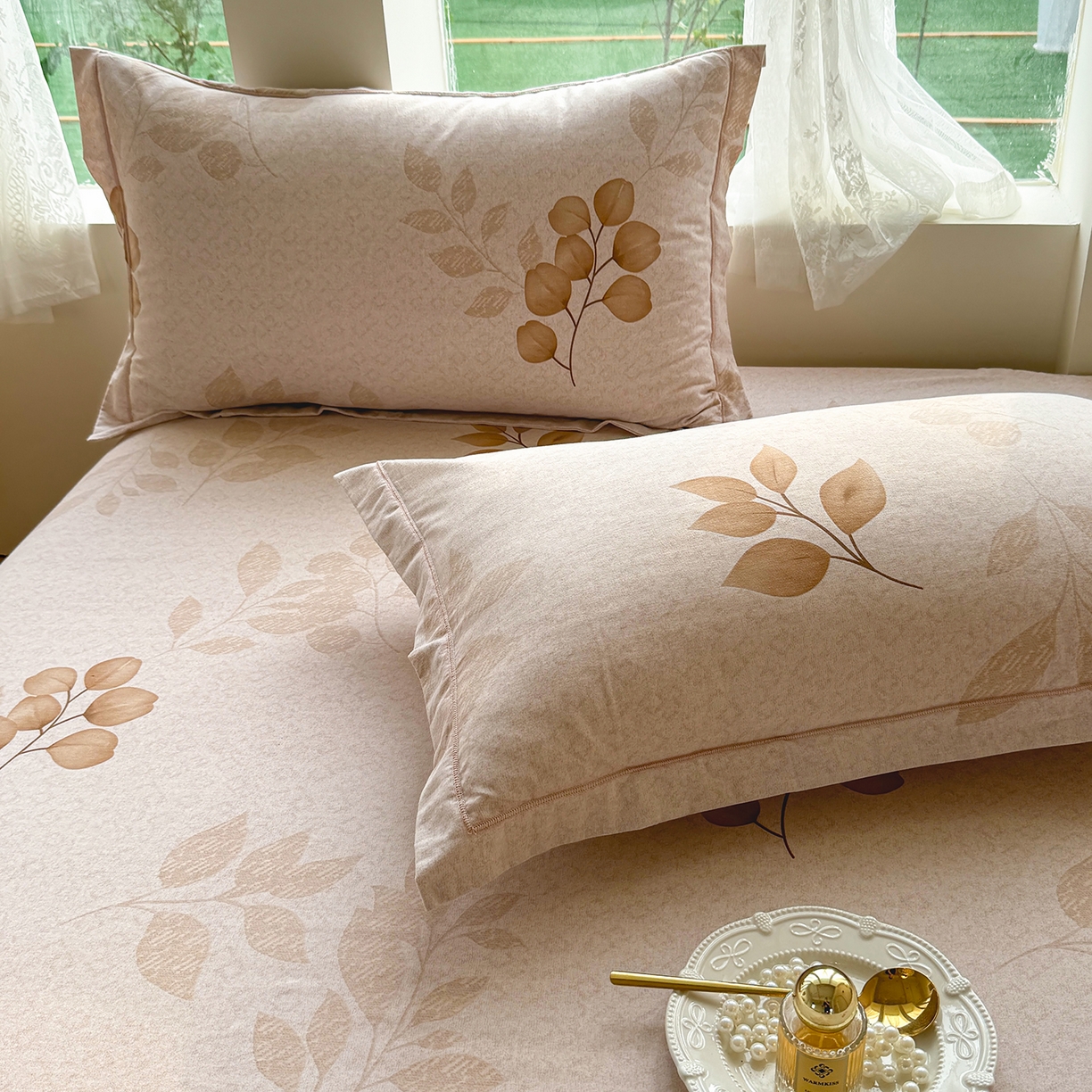 91家纺网 家纺一手货源 找家纺 壹贝家纺 2025新款A类100%全棉纯棉磨毛枕套单枕套枕套单件 叶白