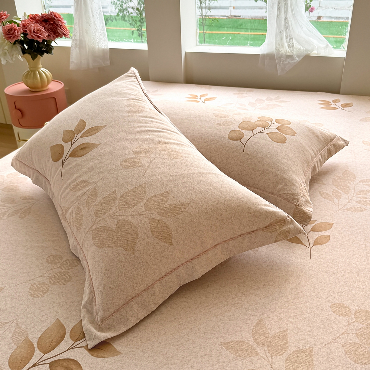 91家纺网 家纺一手货源 找家纺 壹贝家纺 2025新款A类100%全棉纯棉磨毛枕套单枕套枕套单件 叶白