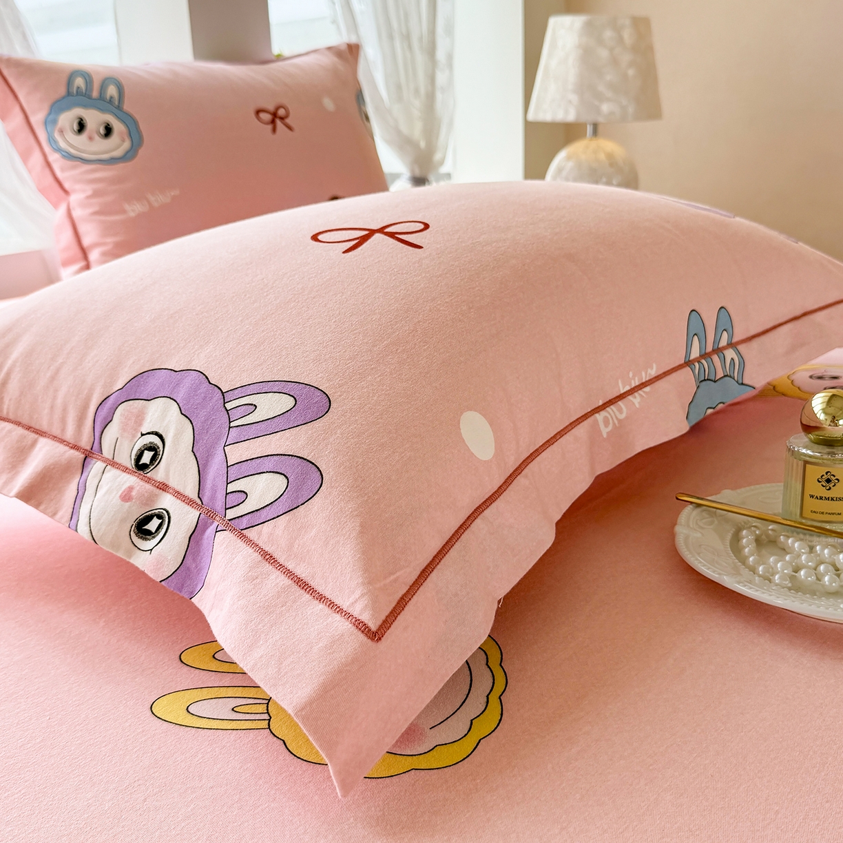 91家纺网 家纺一手货源 找家纺 壹贝家纺 2025新款A类100%全棉纯棉磨毛枕套单枕套枕套单件 拉多-粉