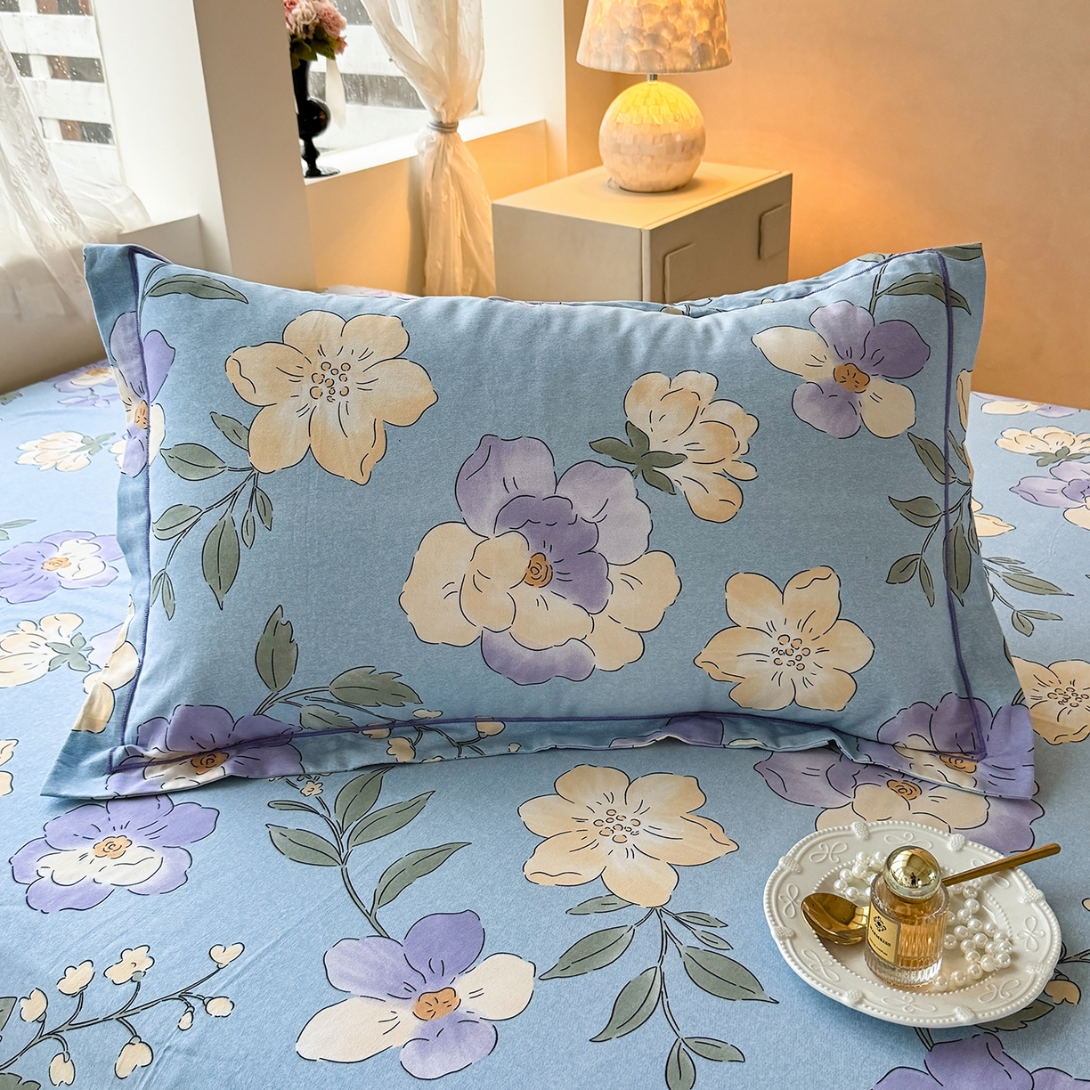 91家纺网 家纺一手货源 找家纺 壹贝家纺 2025新款A类100%全棉纯棉磨毛枕套单枕套枕套单件 莫奈花园