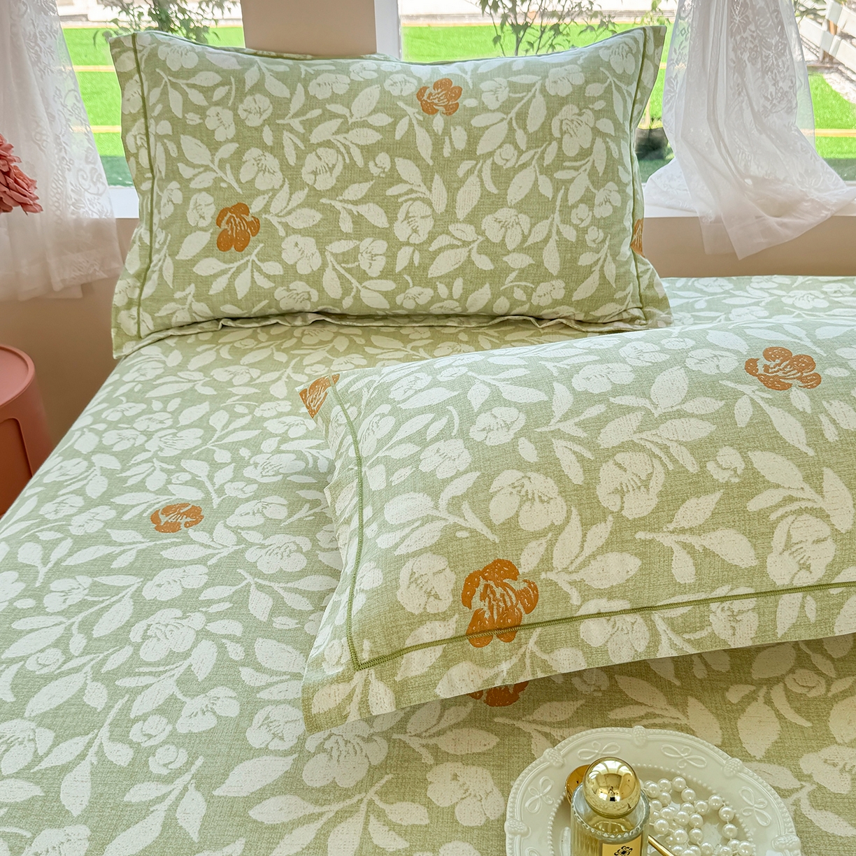 91家纺网 家纺一手货源 找家纺 壹贝家纺 2025新款A类100%全棉纯棉磨毛枕套单枕套枕套单件 芷绿