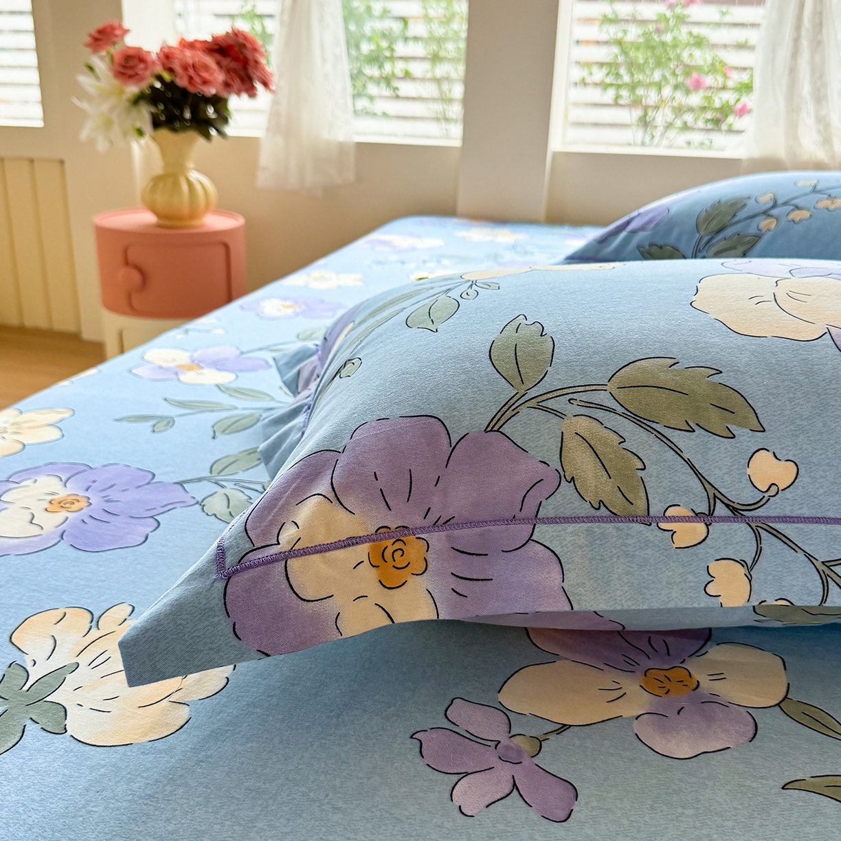 91家纺网 家纺一手货源 找家纺 壹贝家纺 2025新款A类100%全棉纯棉磨毛枕套单枕套枕套单件 莫奈花园