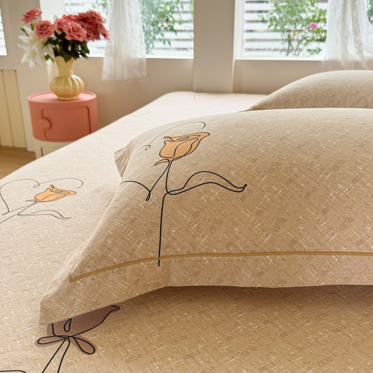 91家纺网 家纺一手货源 找家纺 壹贝家纺 2025新款A类100%全棉纯棉磨毛枕套单枕套枕套单件 小香玉-咖