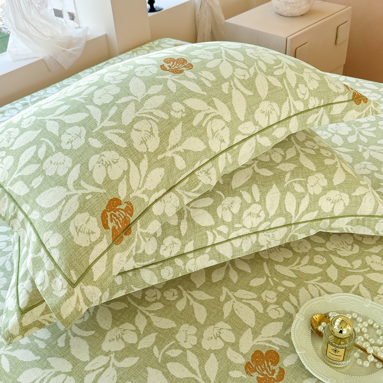 91家纺网 家纺一手货源 找家纺 壹贝家纺 2025新款A类100%全棉纯棉磨毛枕套单枕套枕套单件 芷绿