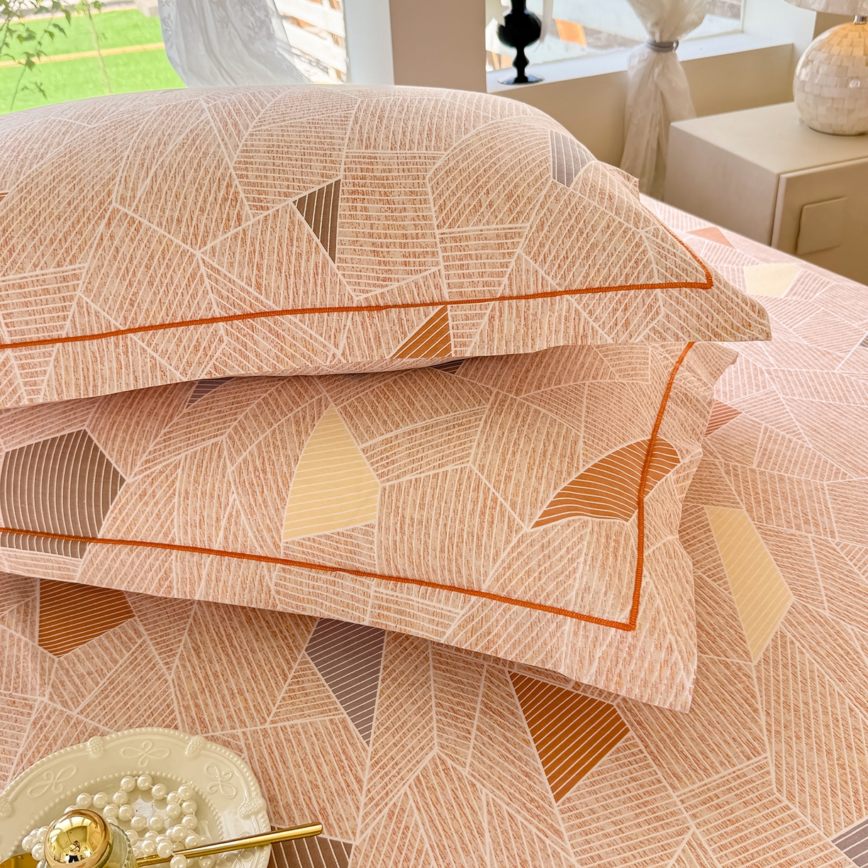 91家纺网 家纺一手货源 找家纺 壹贝家纺 2025新款A类100%全棉纯棉磨毛枕套单枕套枕套单件 记忆碎片-咖