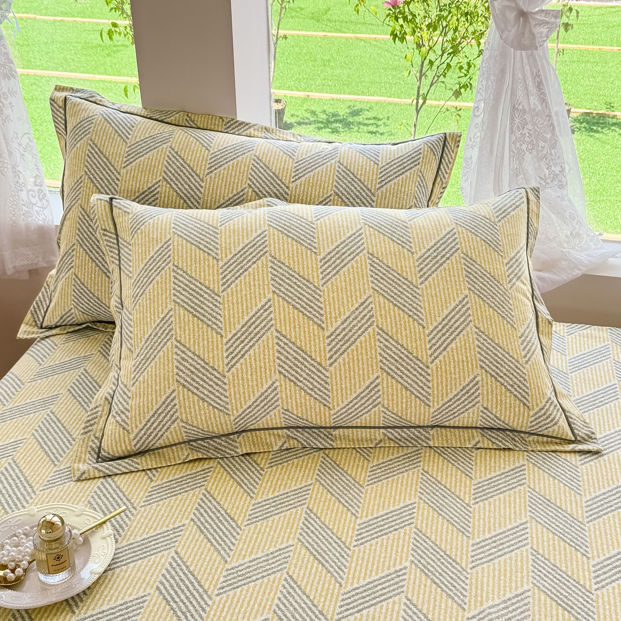 壹贝家纺 2025新款A类100%全棉纯棉磨毛枕套单枕套枕套单件 施华-灰