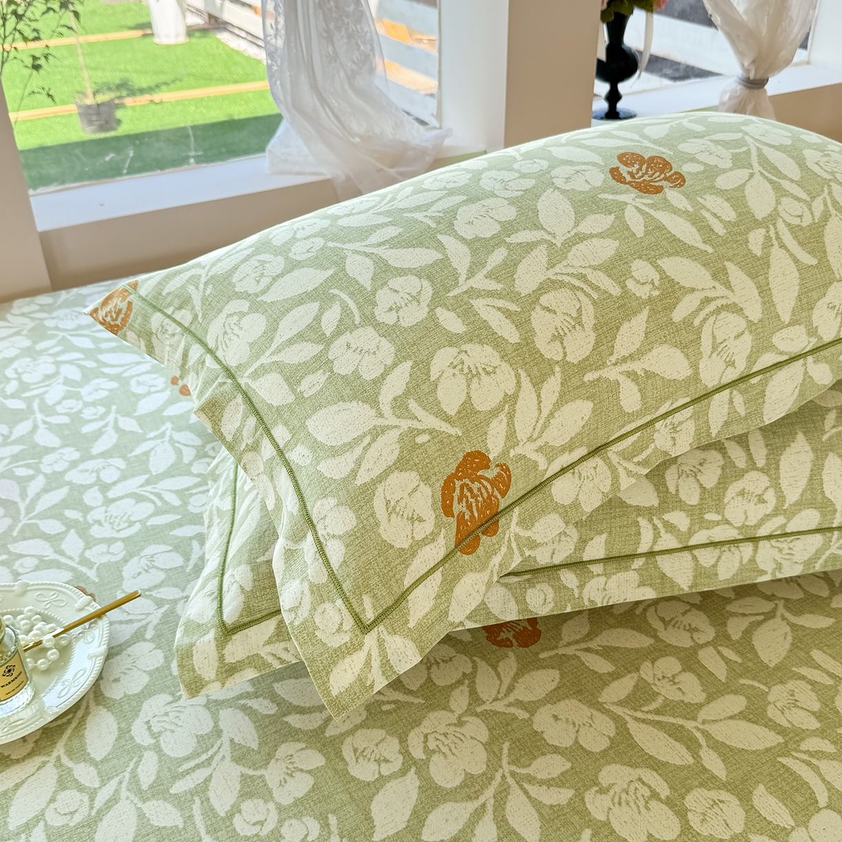 91家纺网 家纺一手货源 找家纺 壹贝家纺 2025新款A类100%全棉纯棉磨毛枕套单枕套枕套单件 芷绿