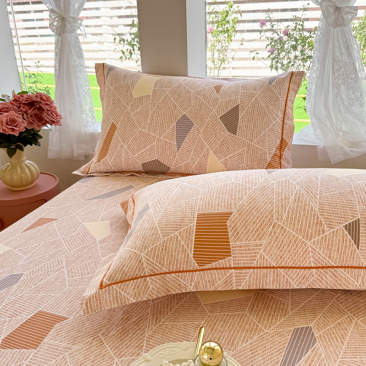 91家纺网 家纺一手货源 找家纺 壹贝家纺 2025新款A类100%全棉纯棉磨毛枕套单枕套枕套单件 记忆碎片-咖