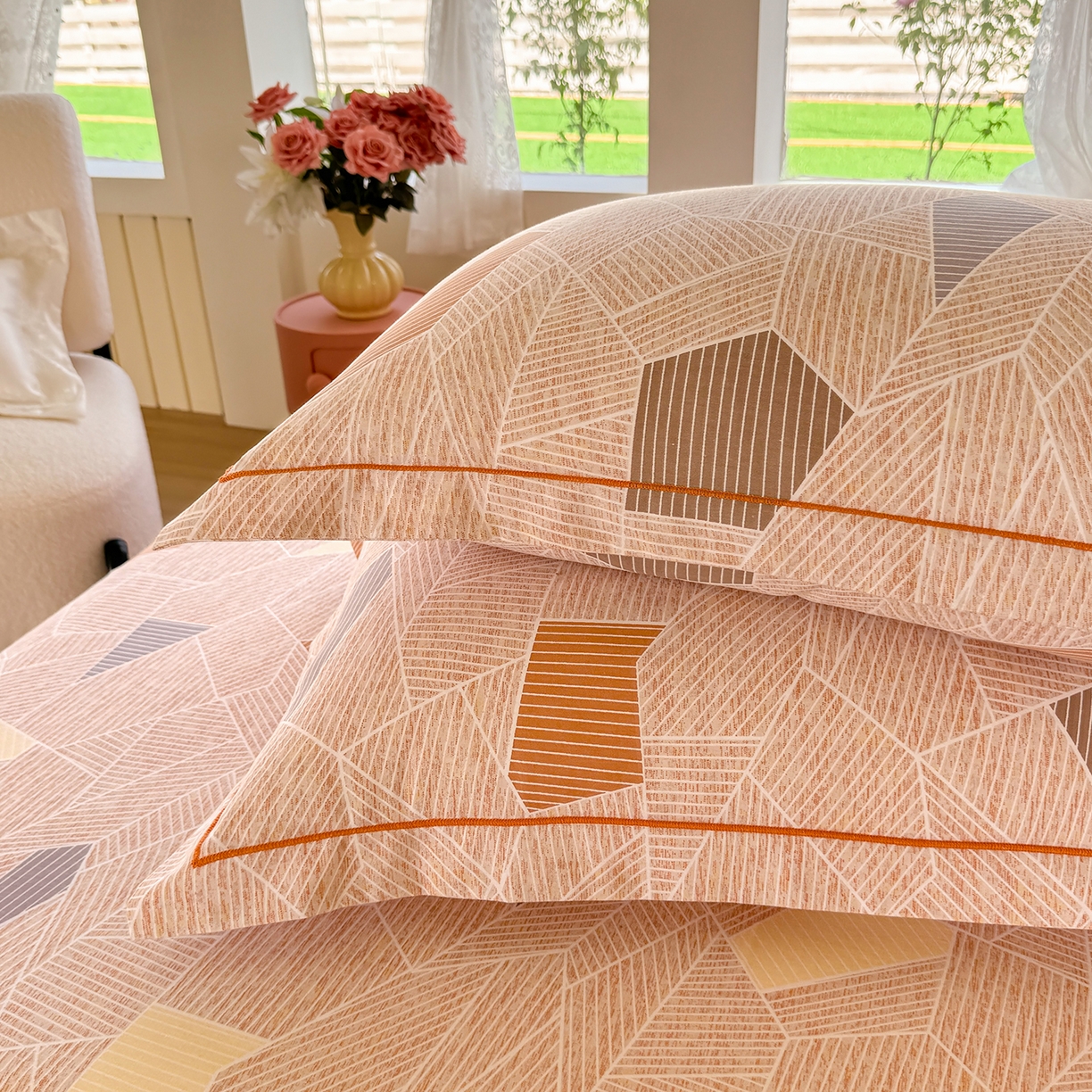 91家纺网 家纺一手货源 找家纺 壹贝家纺 2025新款A类100%全棉纯棉磨毛枕套单枕套枕套单件 记忆碎片-咖