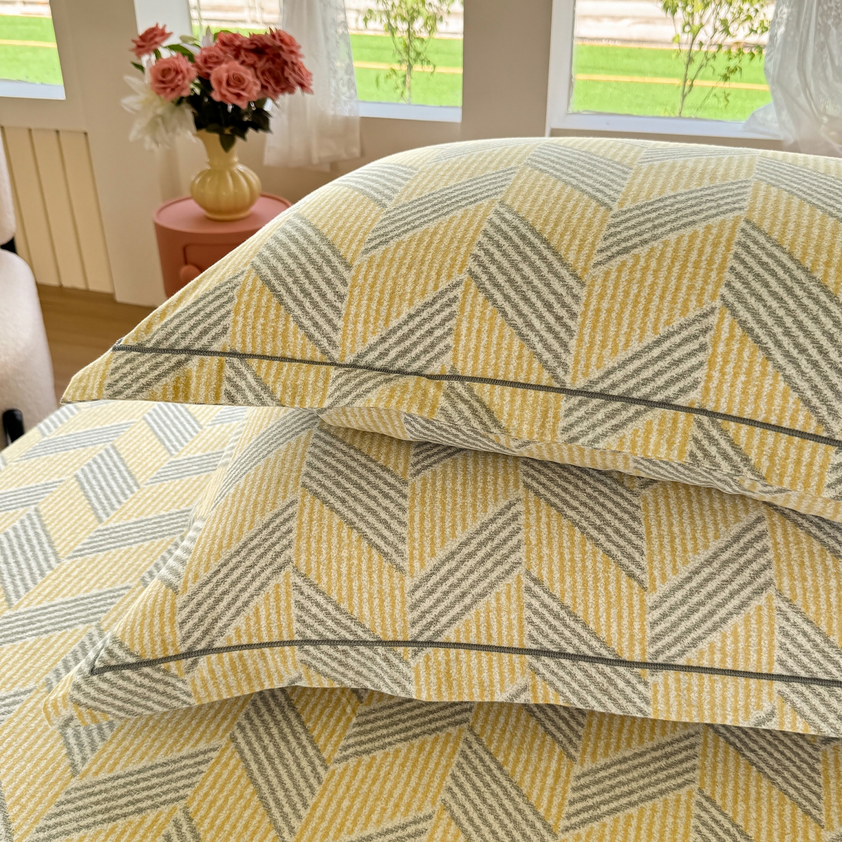 91家纺网 家纺一手货源 找家纺 壹贝家纺 2025新款A类100%全棉纯棉磨毛枕套单枕套枕套单件 施华-灰