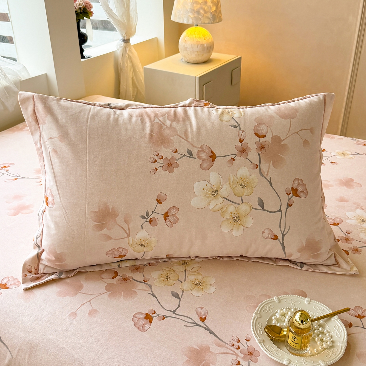 91家纺网 家纺一手货源 找家纺 壹贝家纺 2025新款A类100%全棉纯棉磨毛枕套单枕套枕套单件 十里桃花