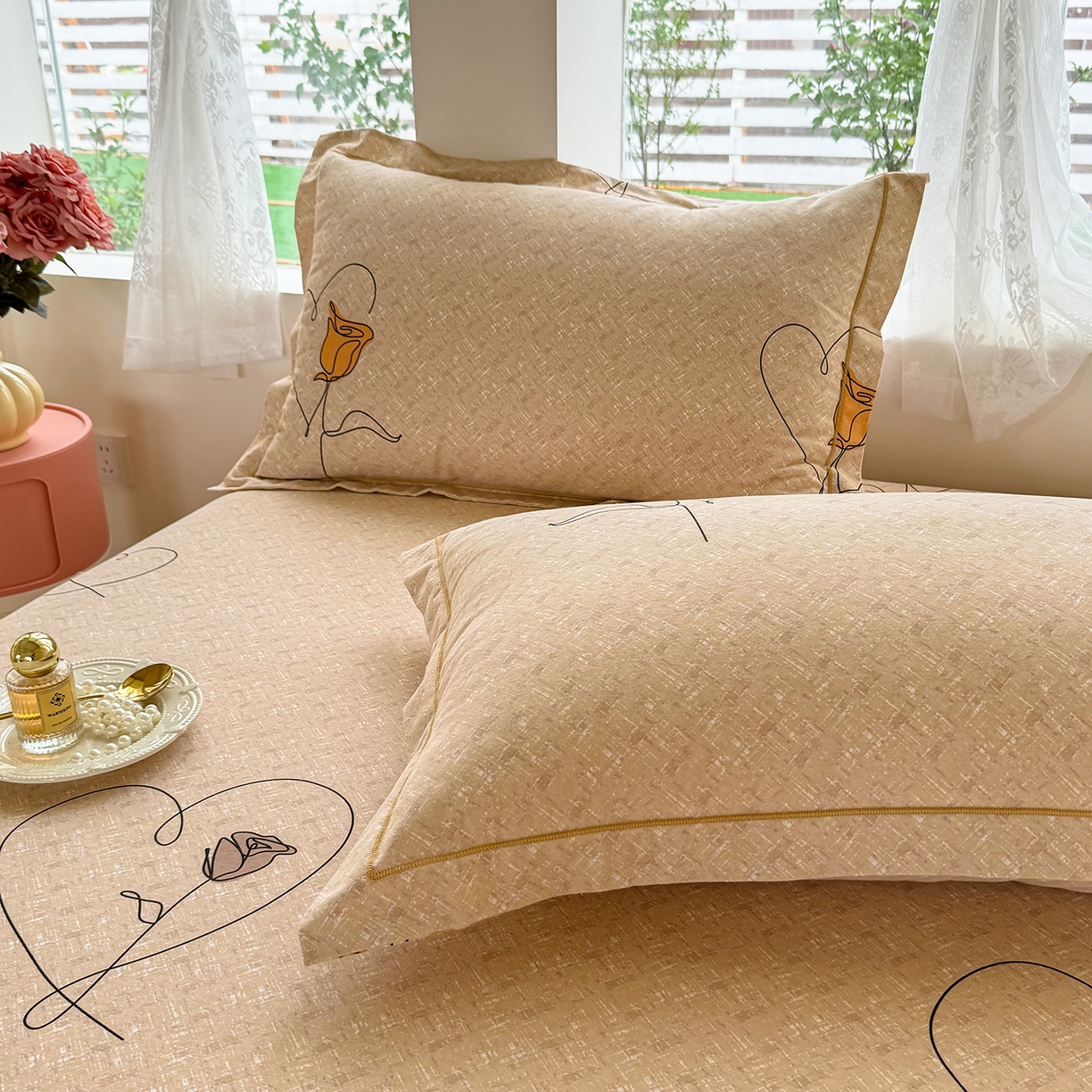 91家纺网 家纺一手货源 找家纺 壹贝家纺 2025新款A类100%全棉纯棉磨毛枕套单枕套枕套单件 小香玉-咖