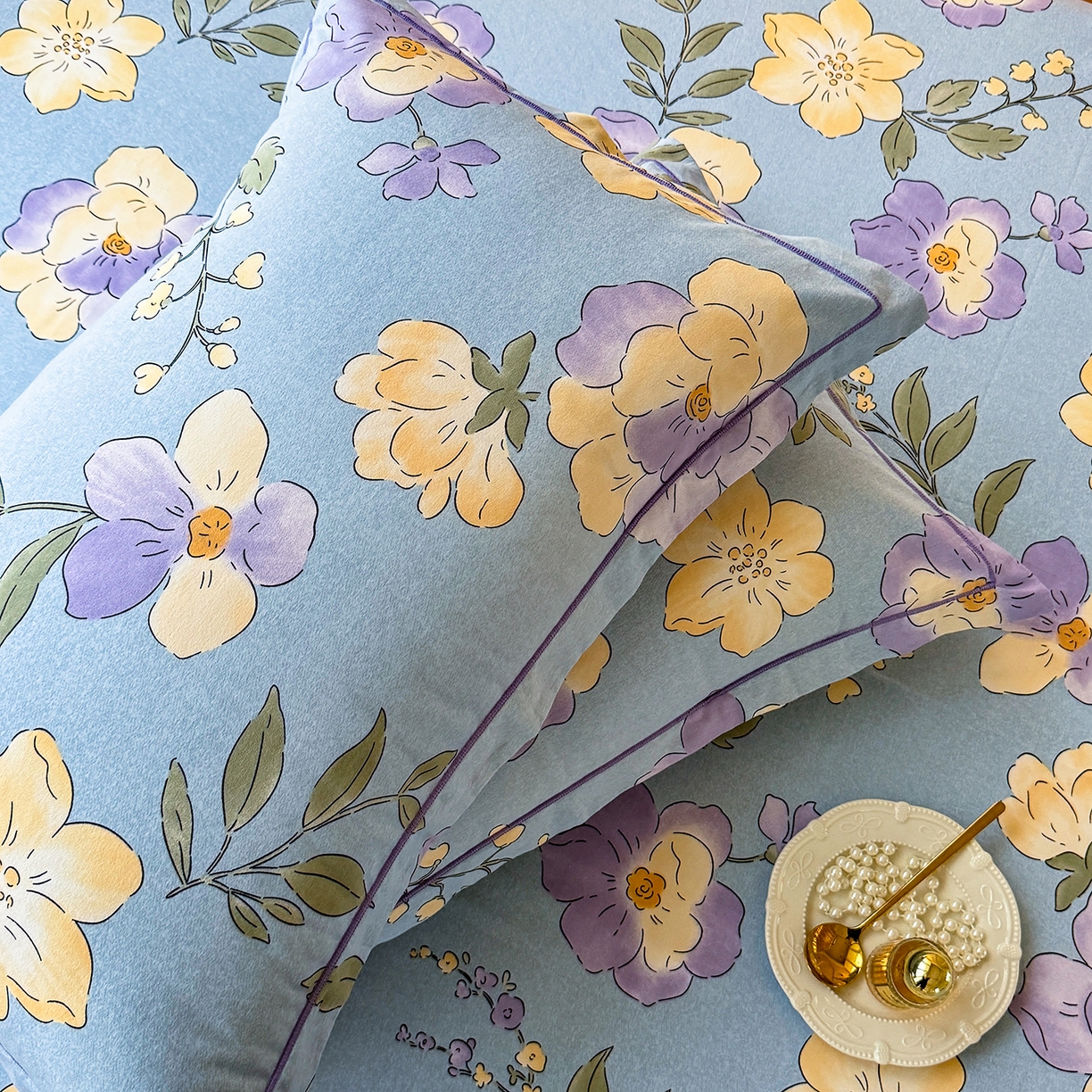 91家纺网 家纺一手货源 找家纺 壹贝家纺 2025新款A类100%全棉纯棉磨毛枕套单枕套枕套单件 莫奈花园