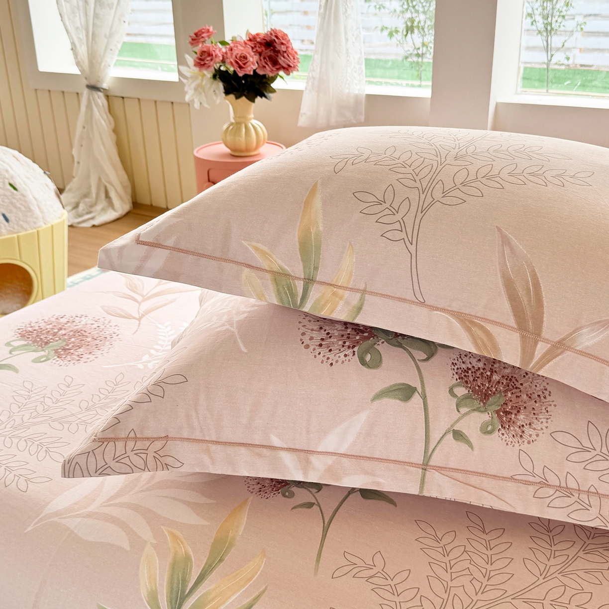 91家纺网 家纺一手货源 找家纺 壹贝家纺 2025新款A类100%全棉纯棉磨毛枕套单枕套枕套单件 和风雅颂-桔