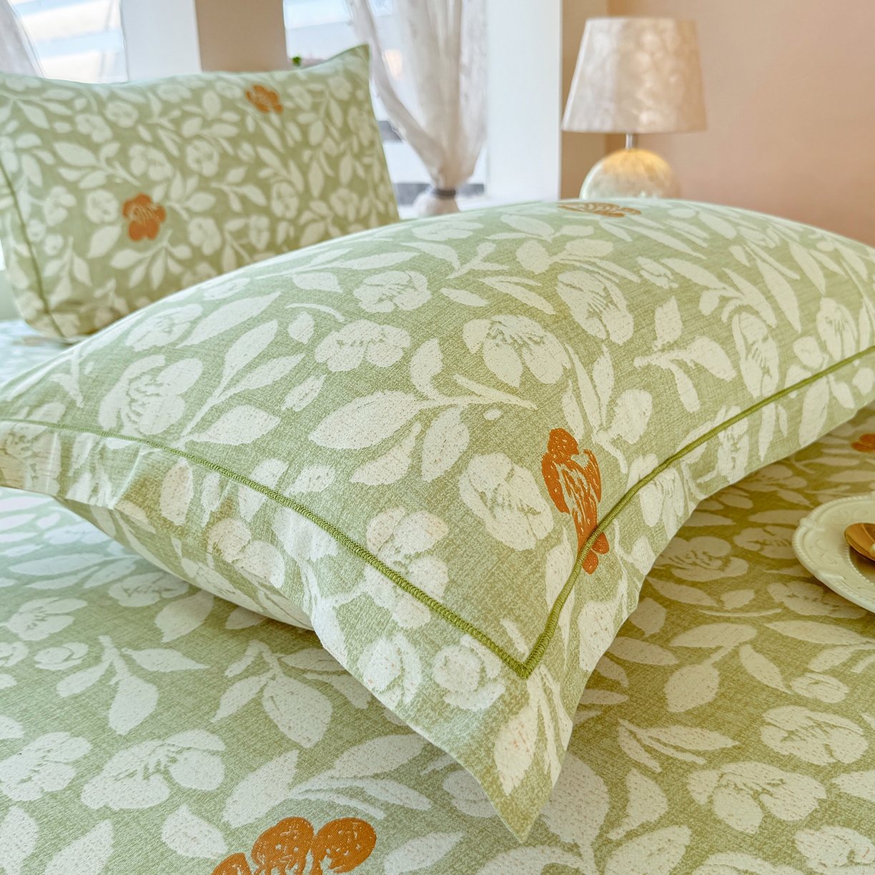 91家纺网 家纺一手货源 找家纺 壹贝家纺 2025新款A类100%全棉纯棉磨毛枕套单枕套枕套单件 芷绿