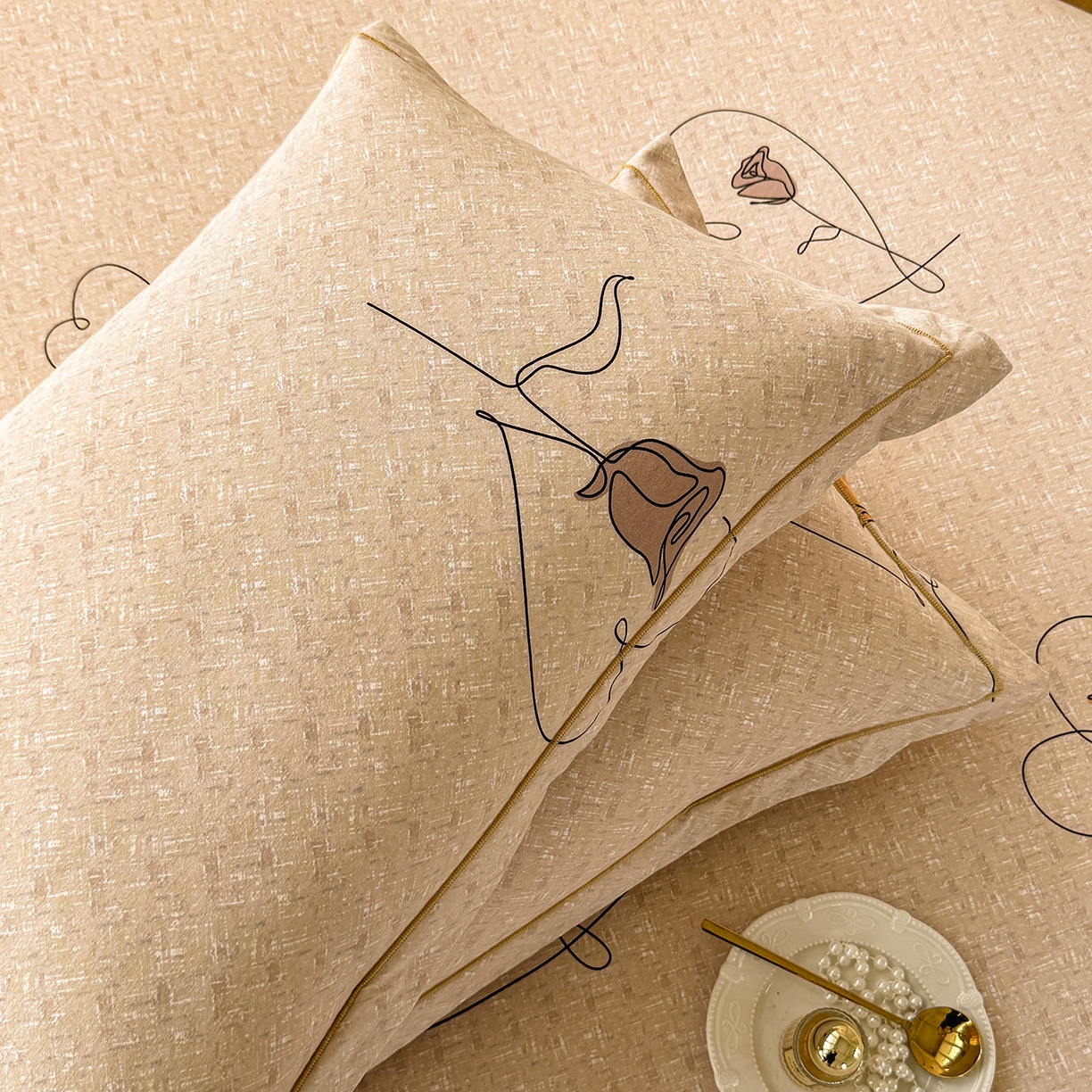 91家纺网 家纺一手货源 找家纺 壹贝家纺 2025新款A类100%全棉纯棉磨毛枕套单枕套枕套单件 小香玉-咖