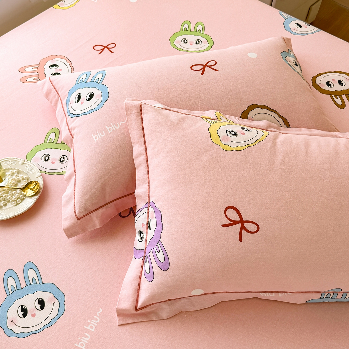 91家纺网 家纺一手货源 找家纺 壹贝家纺 2025新款A类100%全棉纯棉磨毛枕套单枕套枕套单件 拉多-粉