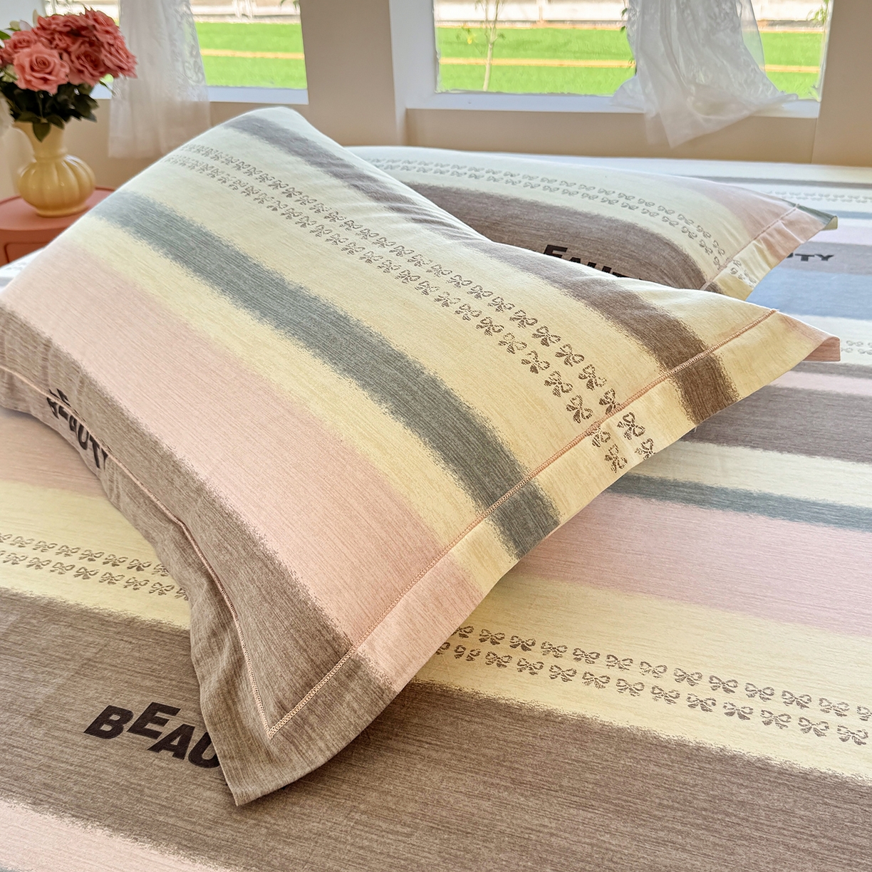 91家纺网 家纺一手货源 找家纺 壹贝家纺 2025新款A类100%全棉纯棉磨毛枕套单枕套枕套单件 信条主义-咖