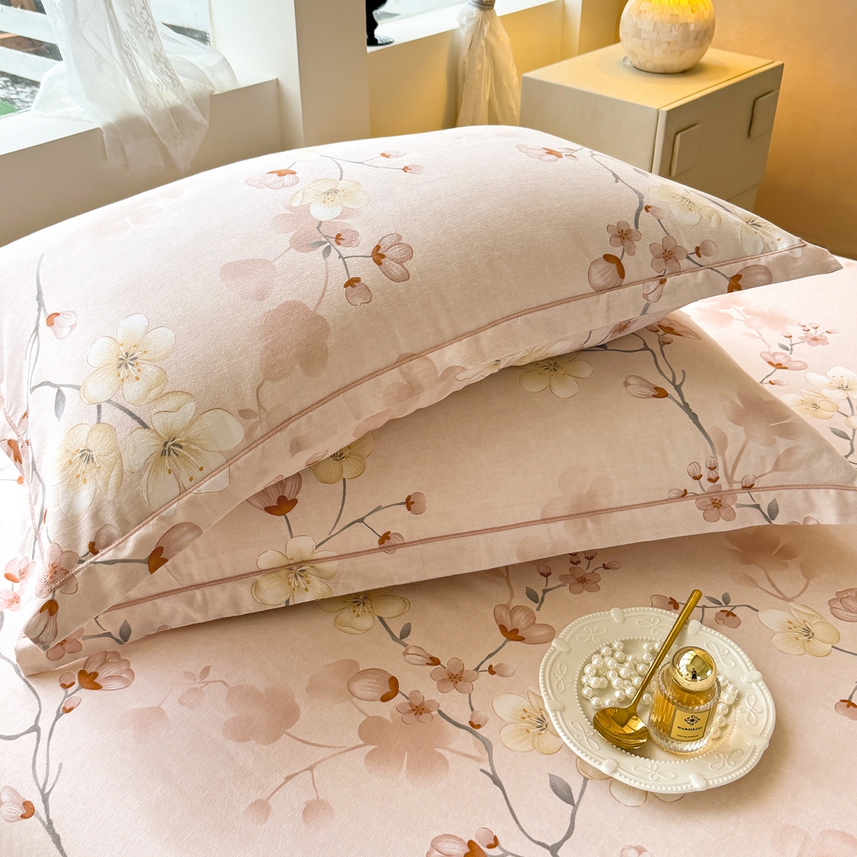 91家纺网 家纺一手货源 找家纺 壹贝家纺 2025新款A类100%全棉纯棉磨毛枕套单枕套枕套单件 十里桃花