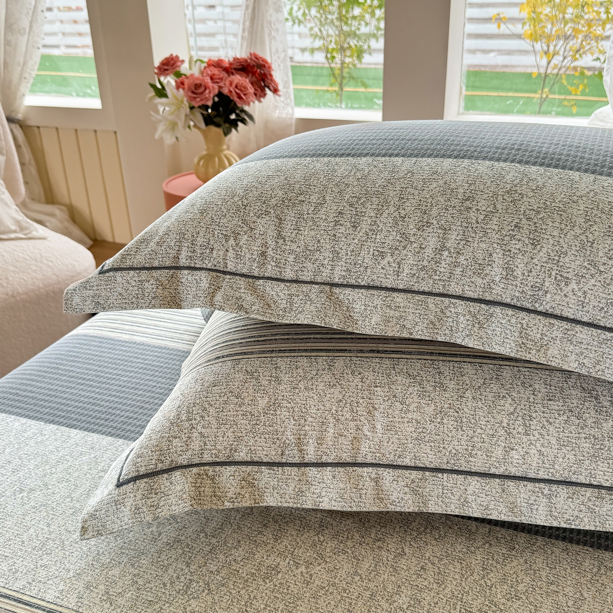 91家纺网 家纺一手货源 找家纺 壹贝家纺 2025新款A类100%全棉纯棉磨毛枕套单枕套枕套单件 亚马-灰