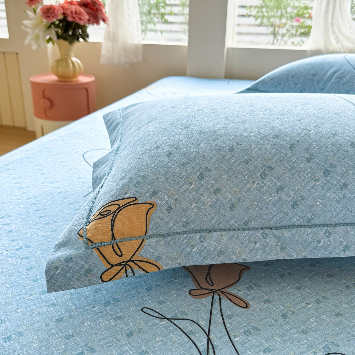 91家纺网 家纺一手货源 找家纺 壹贝家纺 2025新款A类100%全棉纯棉磨毛枕套单枕套枕套单件 小香玉-蓝