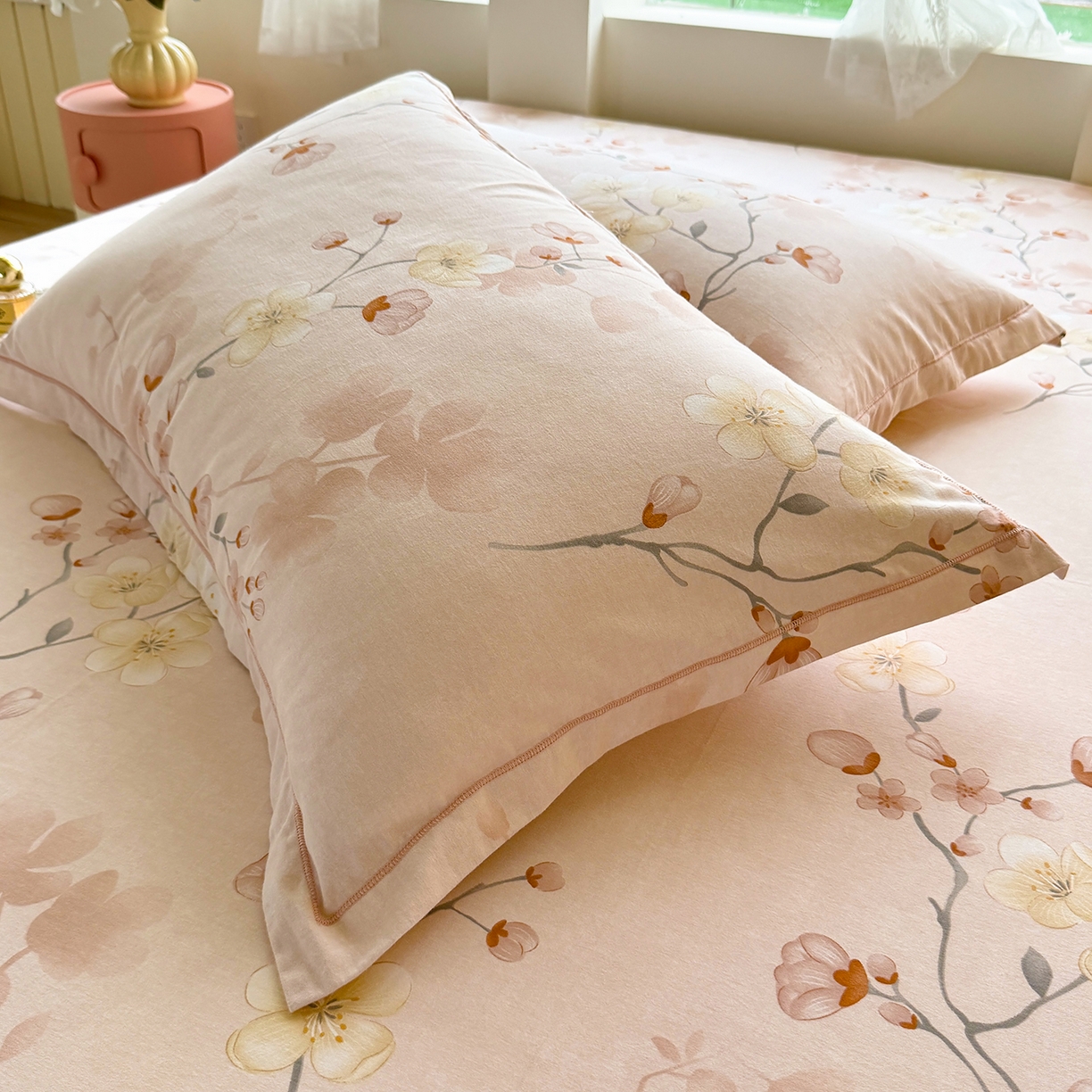 91家纺网 家纺一手货源 找家纺 壹贝家纺 2025新款A类100%全棉纯棉磨毛枕套单枕套枕套单件 十里桃花