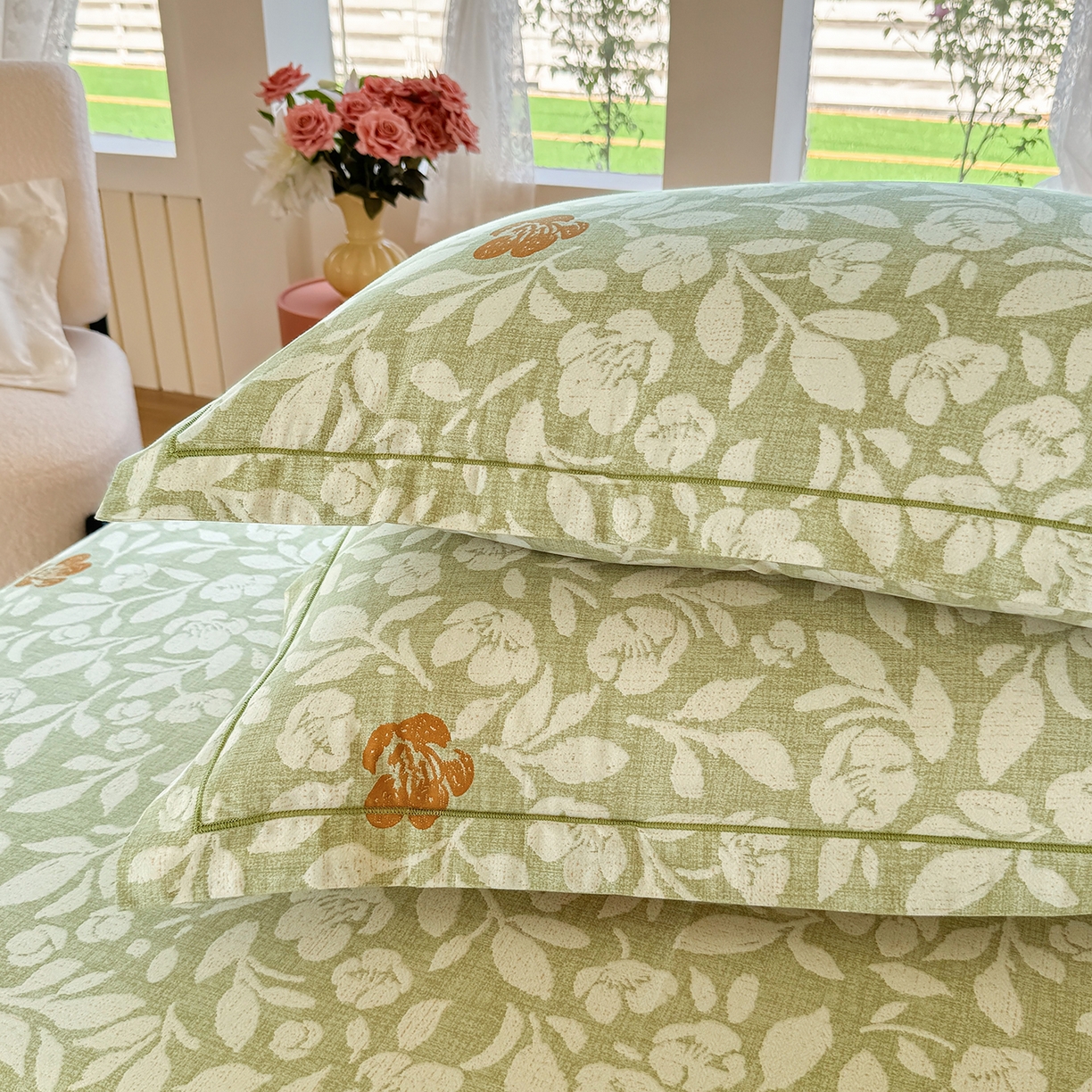 91家纺网 家纺一手货源 找家纺 壹贝家纺 2025新款A类100%全棉纯棉磨毛枕套单枕套枕套单件 芷绿