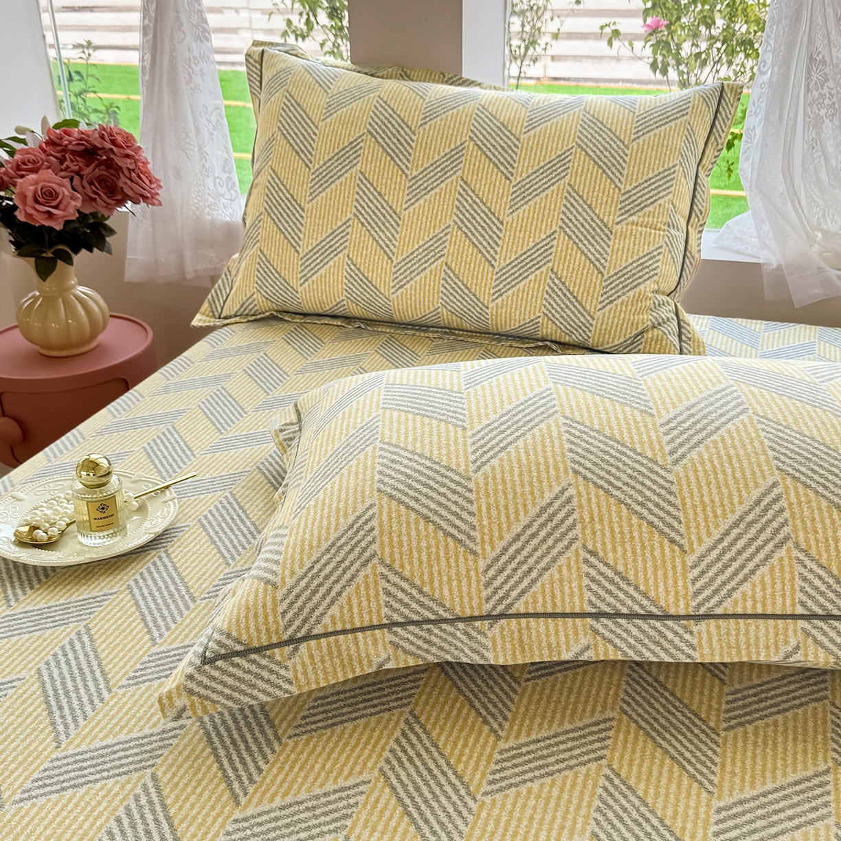 91家纺网 家纺一手货源 找家纺 壹贝家纺 2025新款A类100%全棉纯棉磨毛枕套单枕套枕套单件 施华-灰