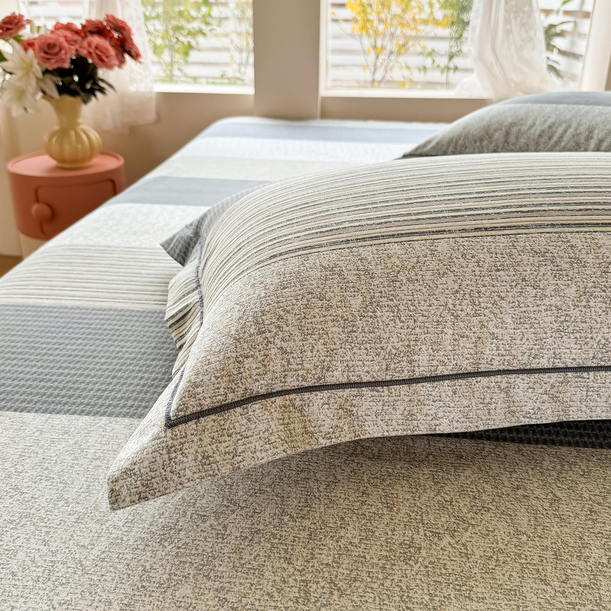 91家纺网 家纺一手货源 找家纺 壹贝家纺 2025新款A类100%全棉纯棉磨毛枕套单枕套枕套单件 亚马-灰