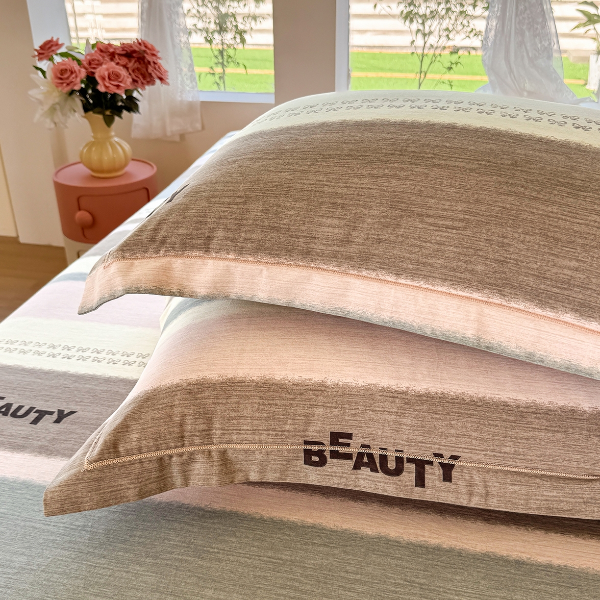 91家纺网 家纺一手货源 找家纺 壹贝家纺 2025新款A类100%全棉纯棉磨毛枕套单枕套枕套单件 信条主义-咖