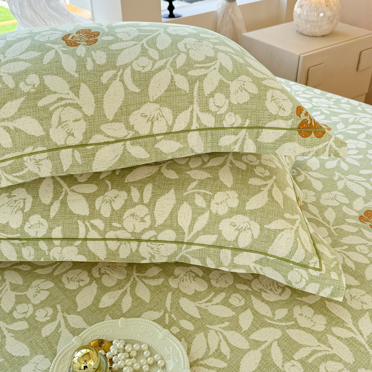 91家纺网 家纺一手货源 找家纺 壹贝家纺 2025新款A类100%全棉纯棉磨毛枕套单枕套枕套单件 芷绿