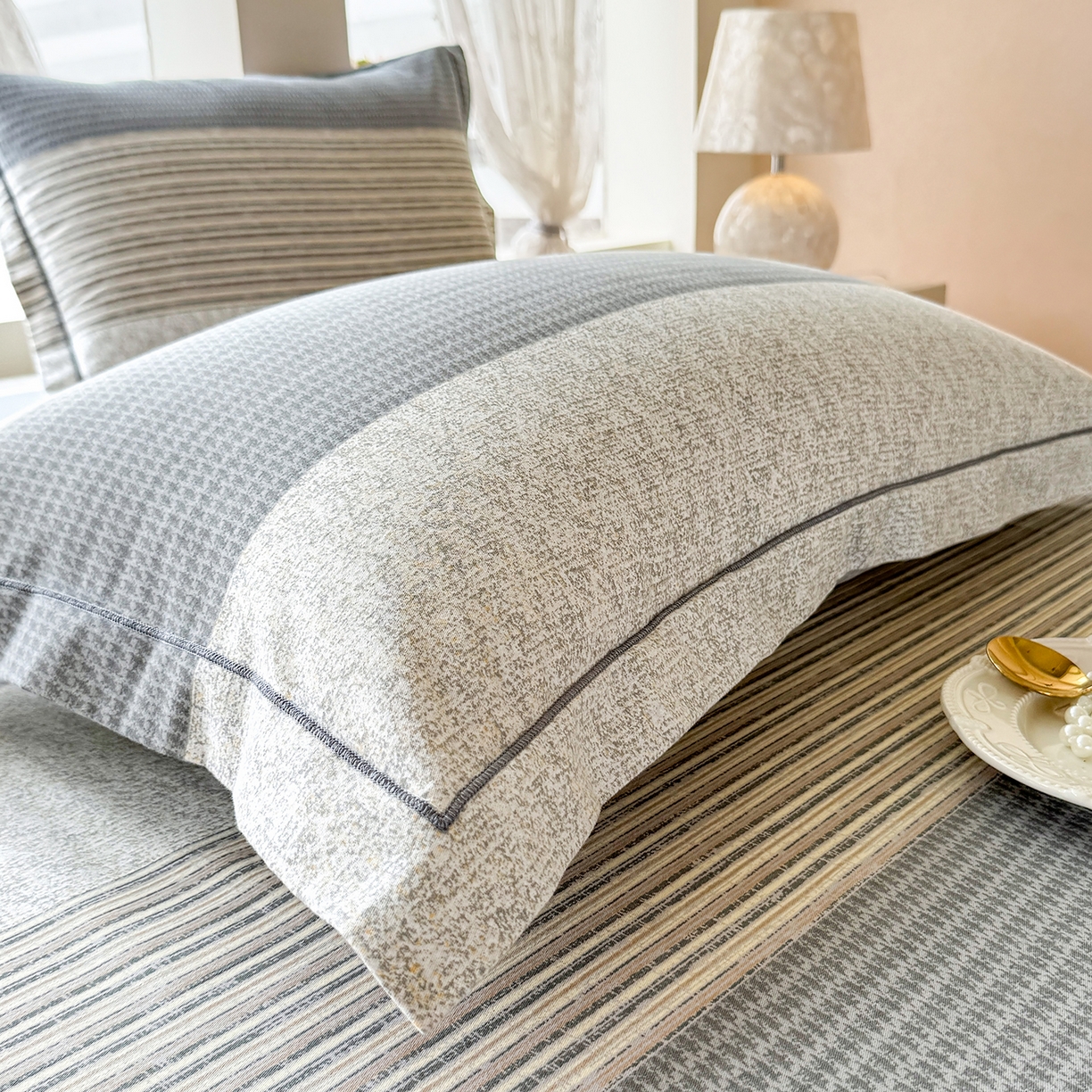 91家纺网 家纺一手货源 找家纺 壹贝家纺 2025新款A类100%全棉纯棉磨毛枕套单枕套枕套单件 亚马-灰