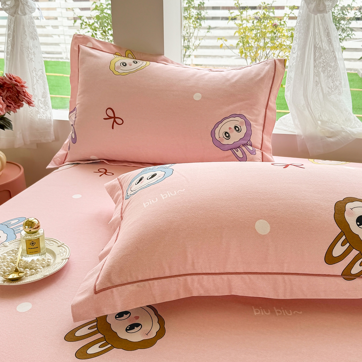 91家纺网 家纺一手货源 找家纺 壹贝家纺 2025新款A类100%全棉纯棉磨毛枕套单枕套枕套单件 拉多-粉