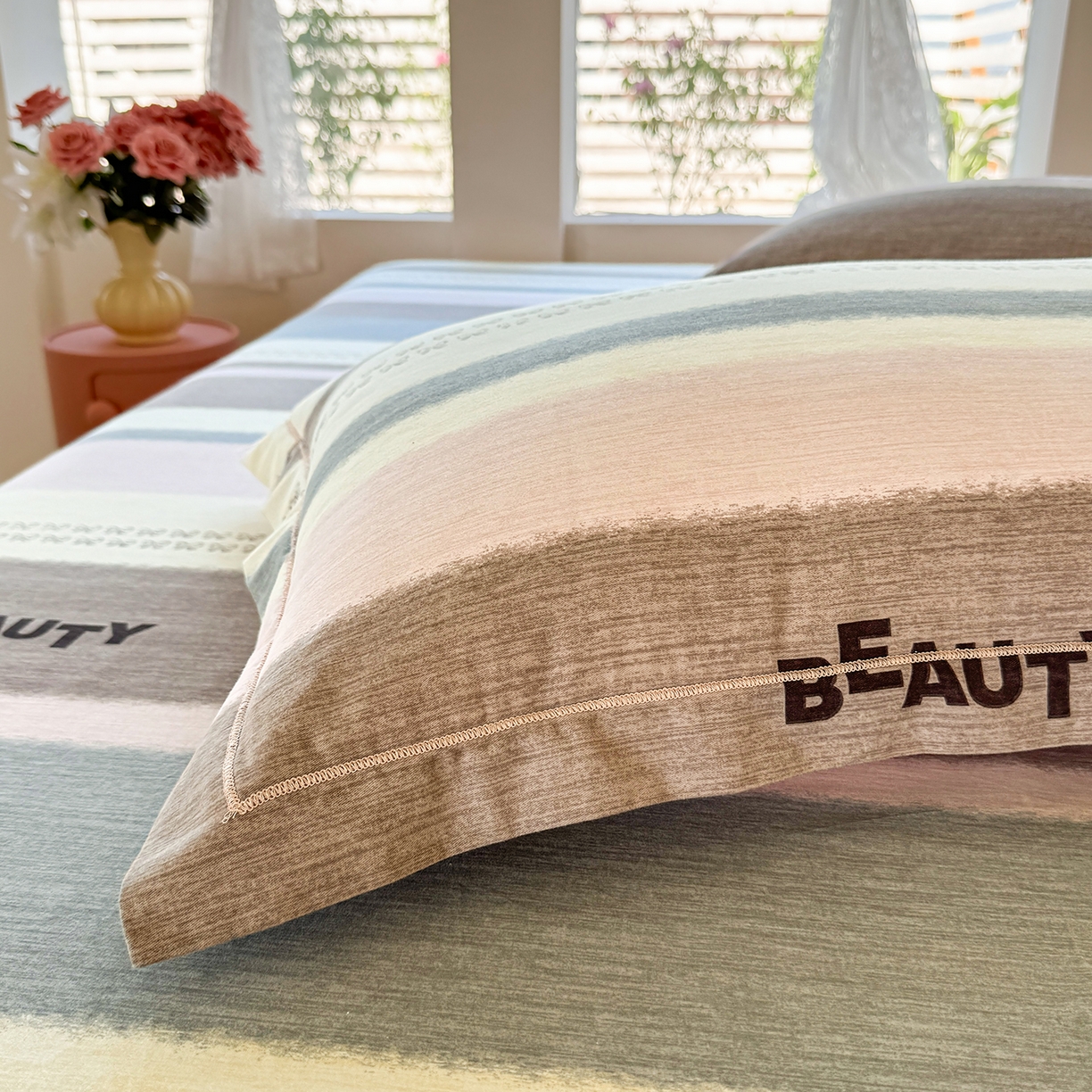 91家纺网 家纺一手货源 找家纺 壹贝家纺 2025新款A类100%全棉纯棉磨毛枕套单枕套枕套单件 信条主义-咖