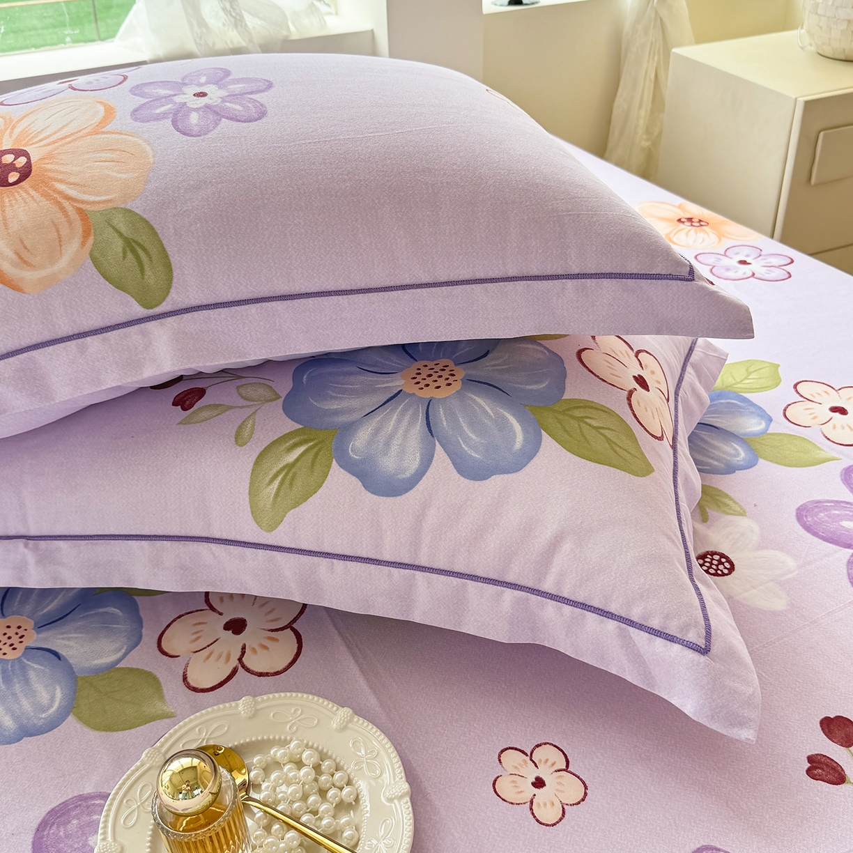 91家纺网 家纺一手货源 找家纺 壹贝家纺 2025新款A类100%全棉纯棉磨毛枕套单枕套枕套单件 紫魅