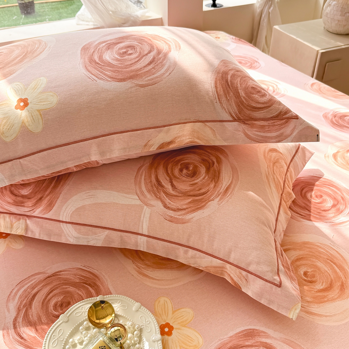 91家纺网 家纺一手货源 找家纺 壹贝家纺 2025新款A类100%全棉纯棉磨毛枕套单枕套枕套单件 浪漫的事