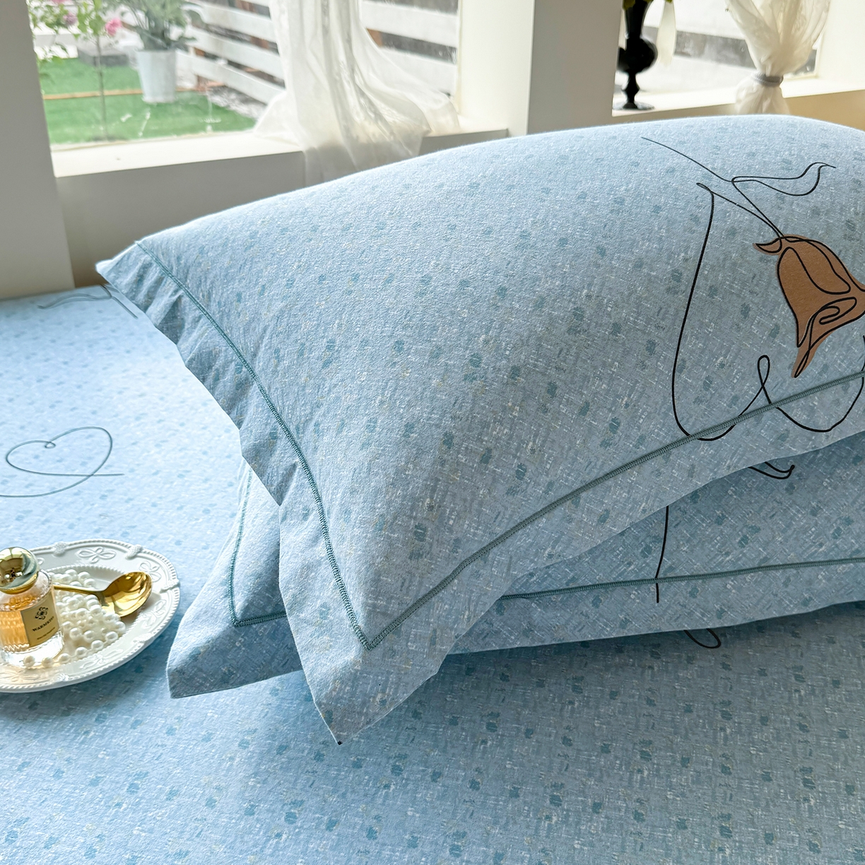 91家纺网 家纺一手货源 找家纺 壹贝家纺 2025新款A类100%全棉纯棉磨毛枕套单枕套枕套单件 小香玉-蓝