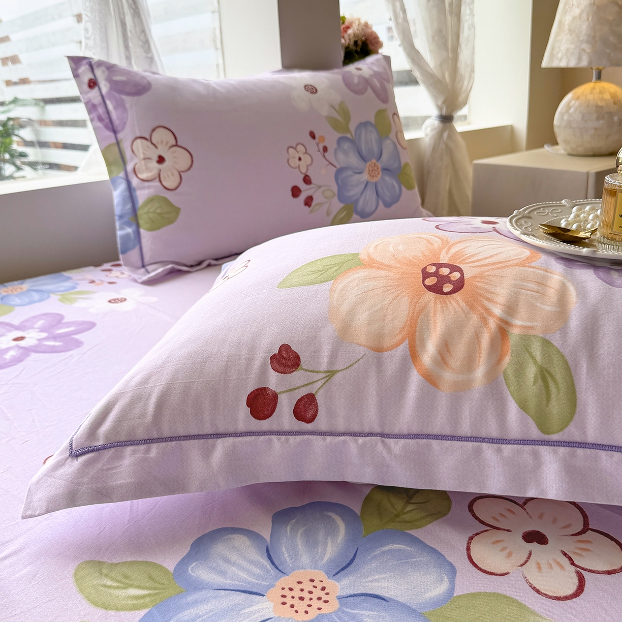 91家纺网 家纺一手货源 找家纺 壹贝家纺 2025新款A类100%全棉纯棉磨毛枕套单枕套枕套单件 紫魅