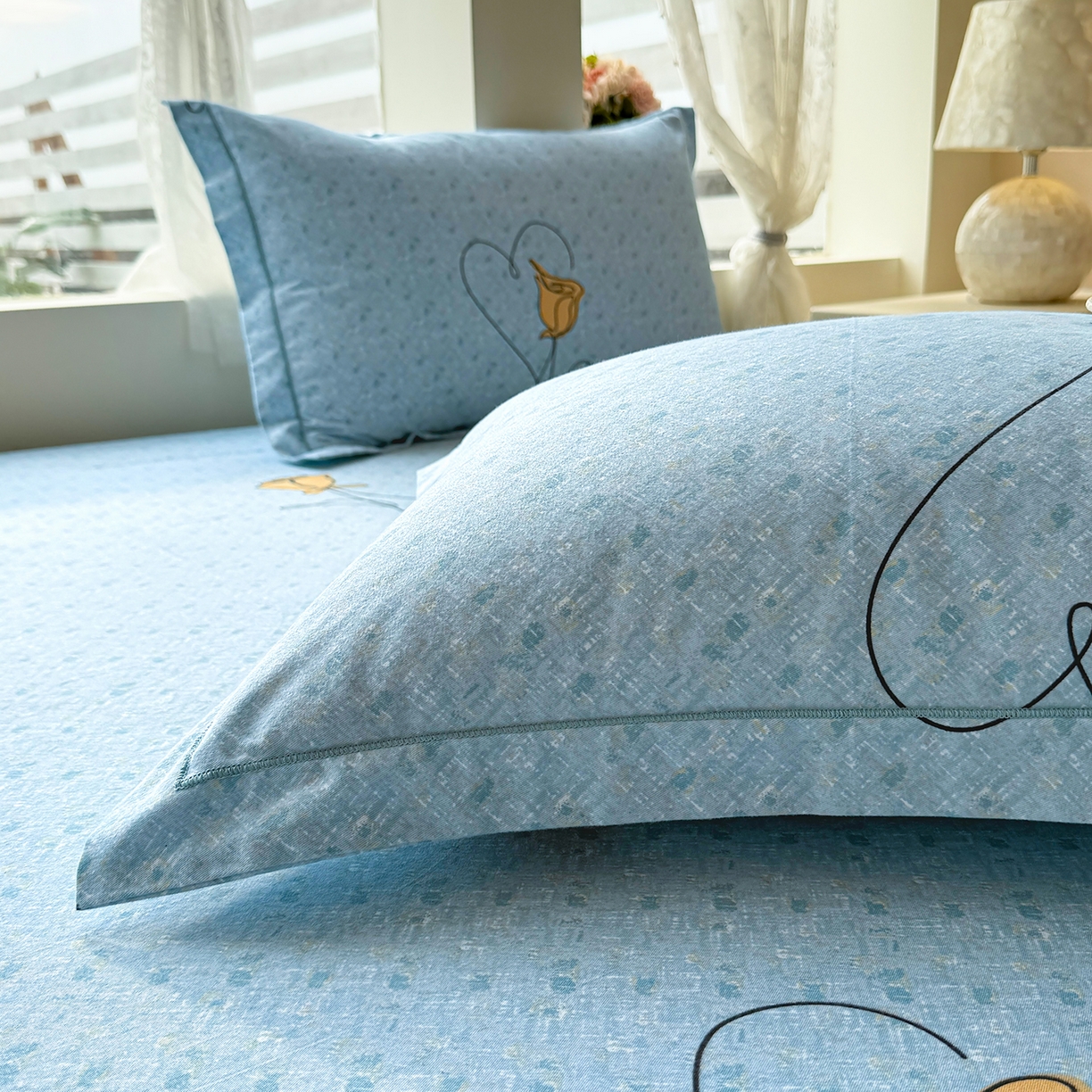 91家纺网 家纺一手货源 找家纺 壹贝家纺 2025新款A类100%全棉纯棉磨毛枕套单枕套枕套单件 小香玉-蓝