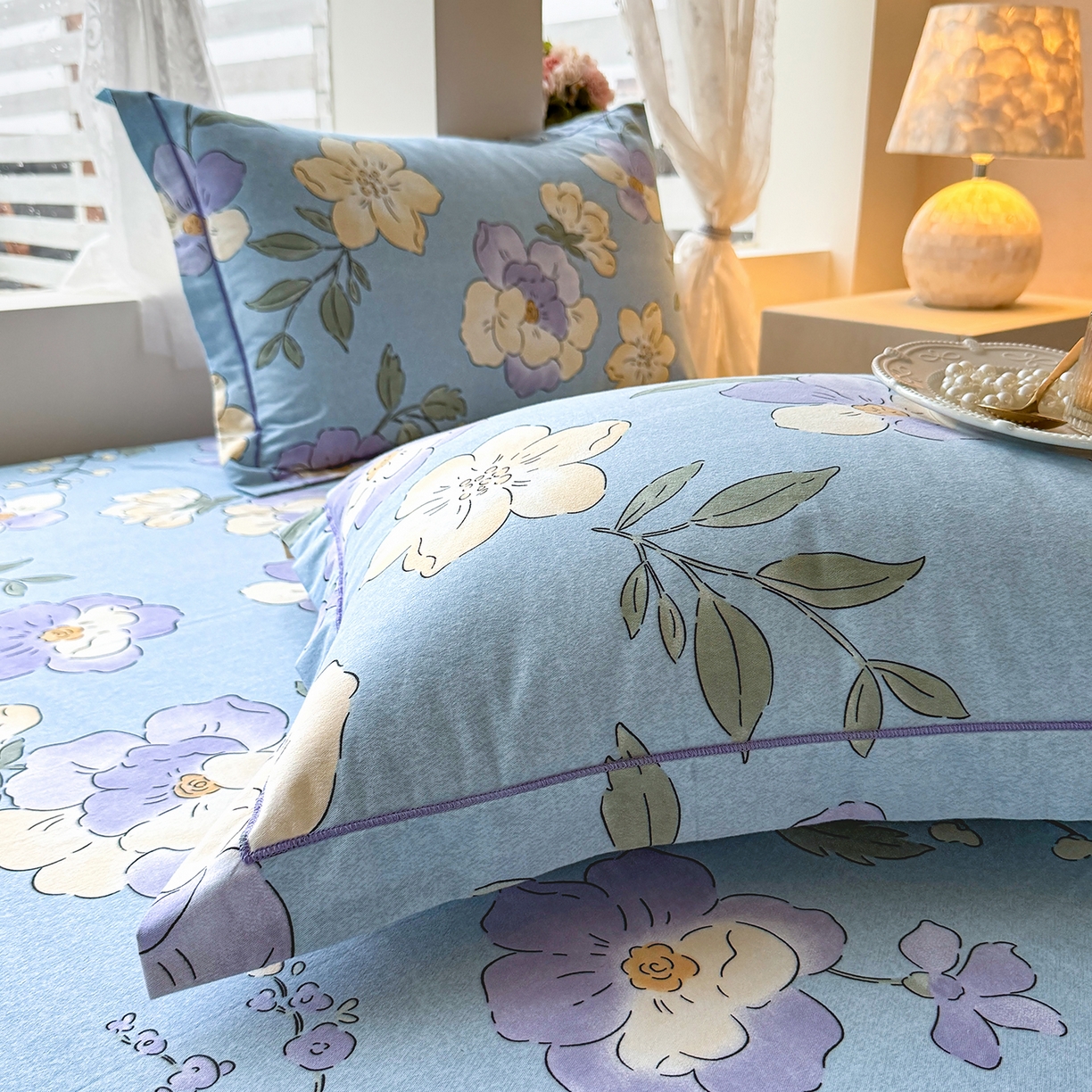 91家纺网 家纺一手货源 找家纺 壹贝家纺 2025新款A类100%全棉纯棉磨毛枕套单枕套枕套单件 莫奈花园