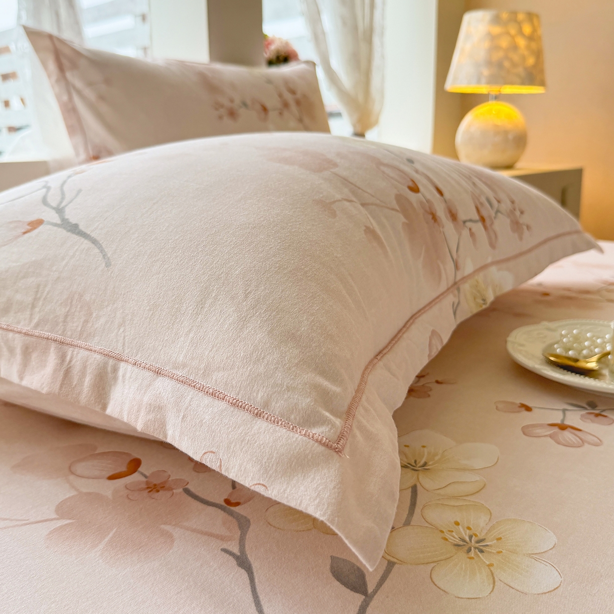 91家纺网 家纺一手货源 找家纺 壹贝家纺 2025新款A类100%全棉纯棉磨毛枕套单枕套枕套单件 十里桃花