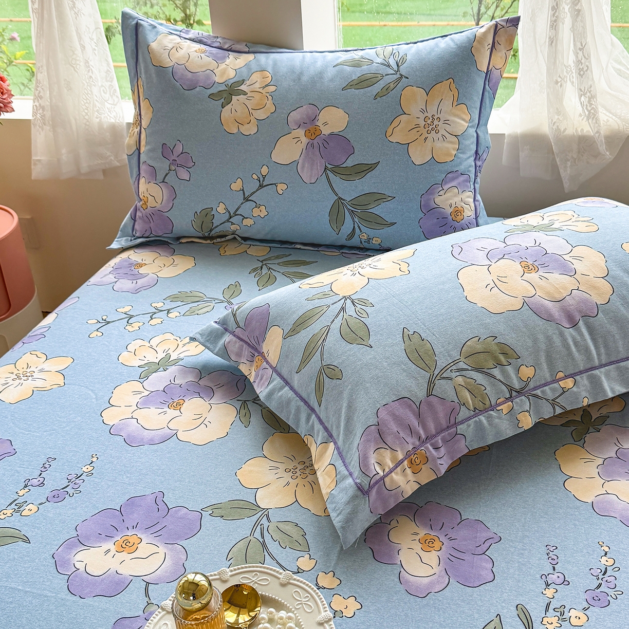 91家纺网 家纺一手货源 找家纺 壹贝家纺 2025新款A类100%全棉纯棉磨毛枕套单枕套枕套单件 莫奈花园