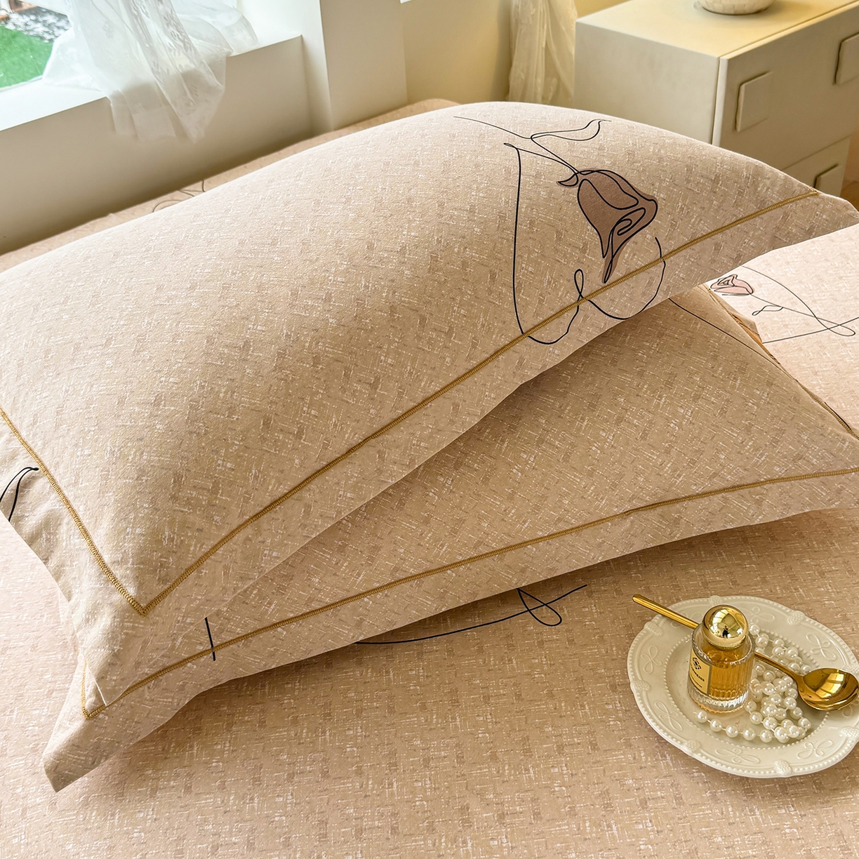 91家纺网 家纺一手货源 找家纺 壹贝家纺 2025新款A类100%全棉纯棉磨毛枕套单枕套枕套单件 小香玉-咖