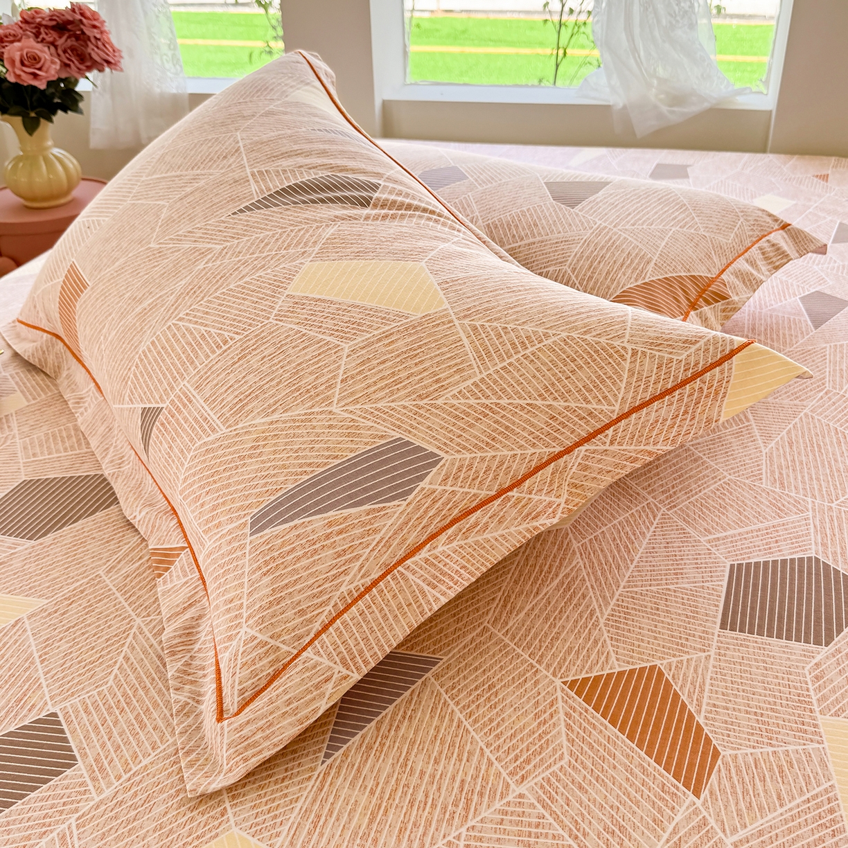 91家纺网 家纺一手货源 找家纺 壹贝家纺 2025新款A类100%全棉纯棉磨毛枕套单枕套枕套单件 记忆碎片-咖