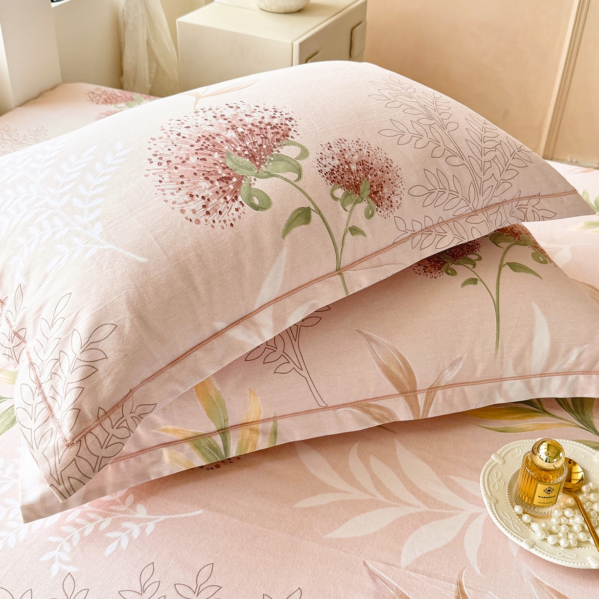 91家纺网 家纺一手货源 找家纺 壹贝家纺 2025新款A类100%全棉纯棉磨毛枕套单枕套枕套单件 和风雅颂-桔