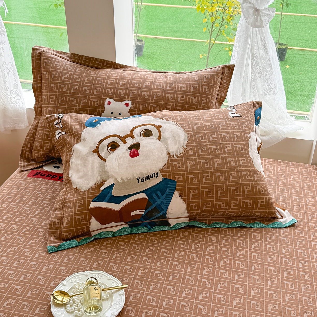 壹贝家纺 2025新款A类100%全棉纯棉磨毛枕套单枕套枕套单件 凯宝-咖