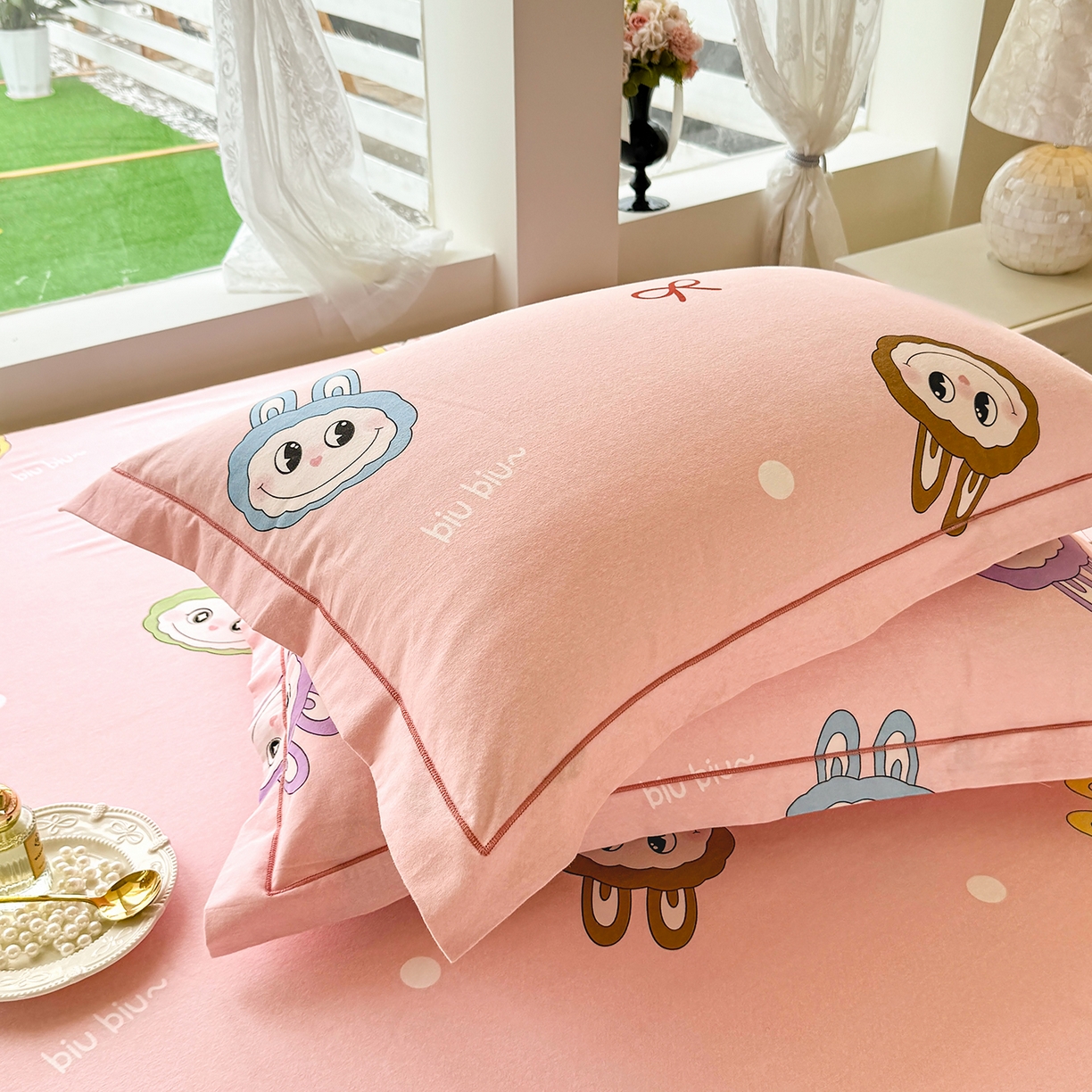 91家纺网 家纺一手货源 找家纺 壹贝家纺 2025新款A类100%全棉纯棉磨毛枕套单枕套枕套单件 拉多-粉